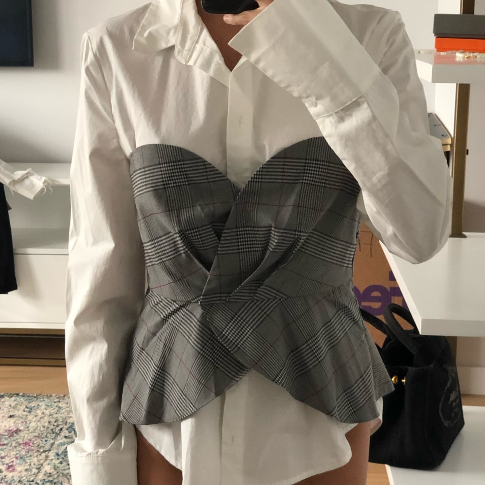 ASTR THE LABEL - BUTTON DOWN + STRAPLESS TOP